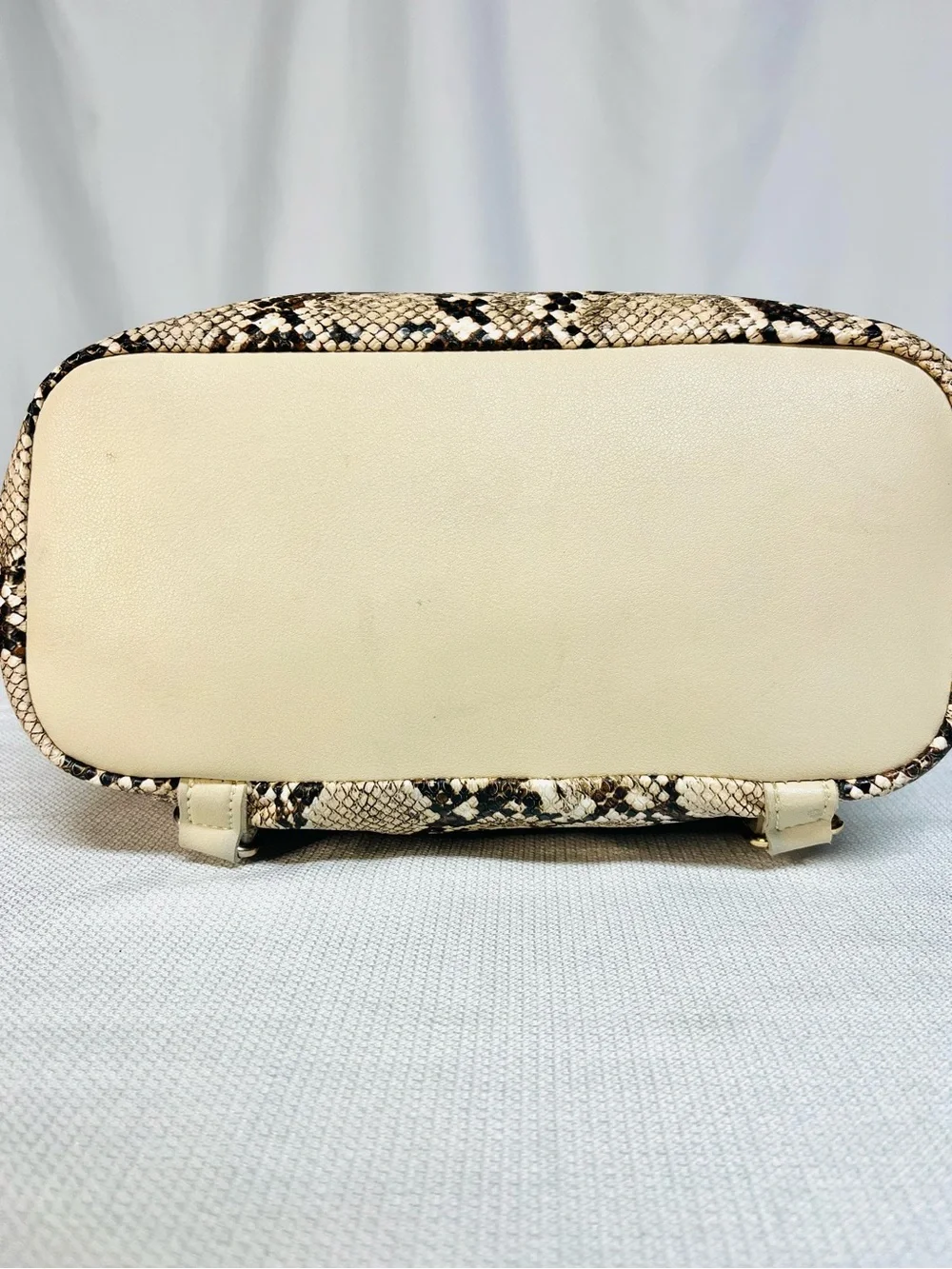 Snake-Print Beige 3-in-1 Convertible Backpack Crossbody Bag with